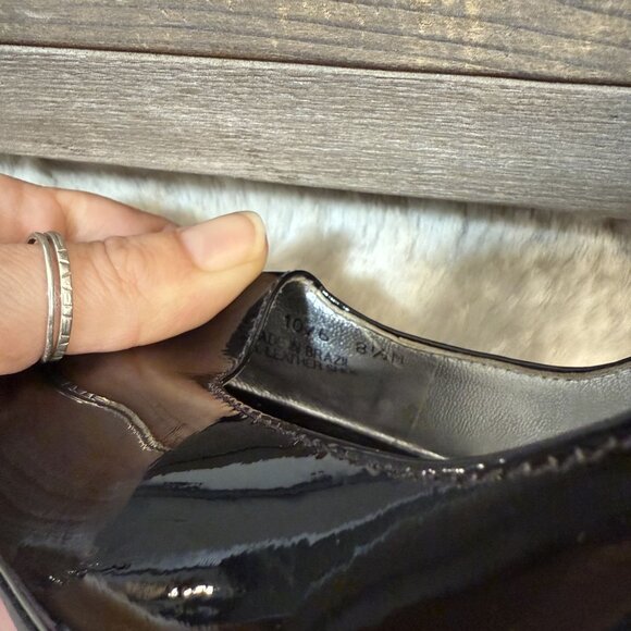 Via Spiga Black Patent Leather Peep Toe High Heels Sz 8 - Picture 7 of 7